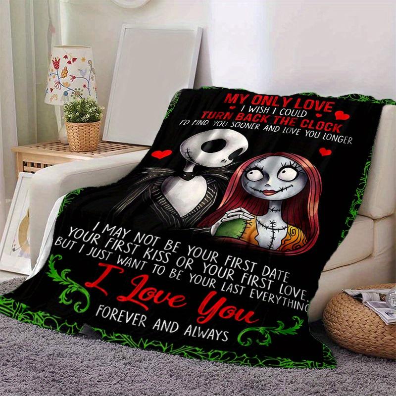 

1pc. Nightmare Before Christmas Jack & Sally Romantic Quote Blanket, Perfect for Home Decor, Gift Idea, Seasonal Throw Blanket, Cozy Bedding 100x150cm