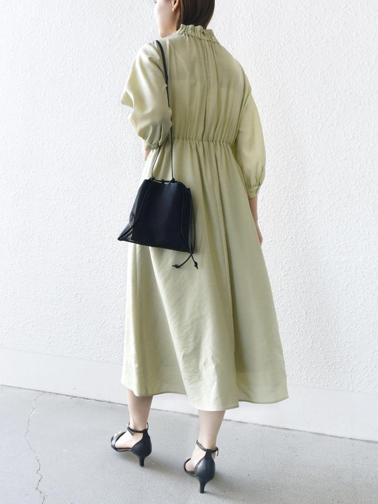 SHIPS for women Gathered Bow Light One Size Dress, Neck, 3/4 Sleeves, Tie, Green, 314514732,