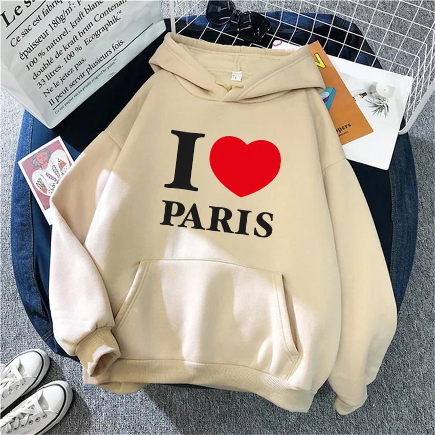 Women Hoodies Fashion Autumn Paris Love Printed Hip Hop Fleece Woman Casual Streetwear Male Y2K Clothes Hoody Pullover Unisex
