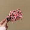 Handmade Floral Fan Hairpin Delicate Colorful Flower Design Anti-Slip Traditional Hair Accessory for Hanfu Travel Photo Shoots