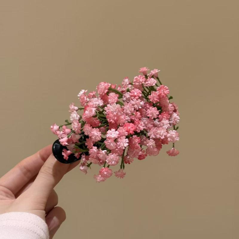 Handmade Floral Fan Hairpin Delicate Colorful Flower Design Anti-Slip Traditional Hair Accessory for Hanfu Travel Photo Shoots