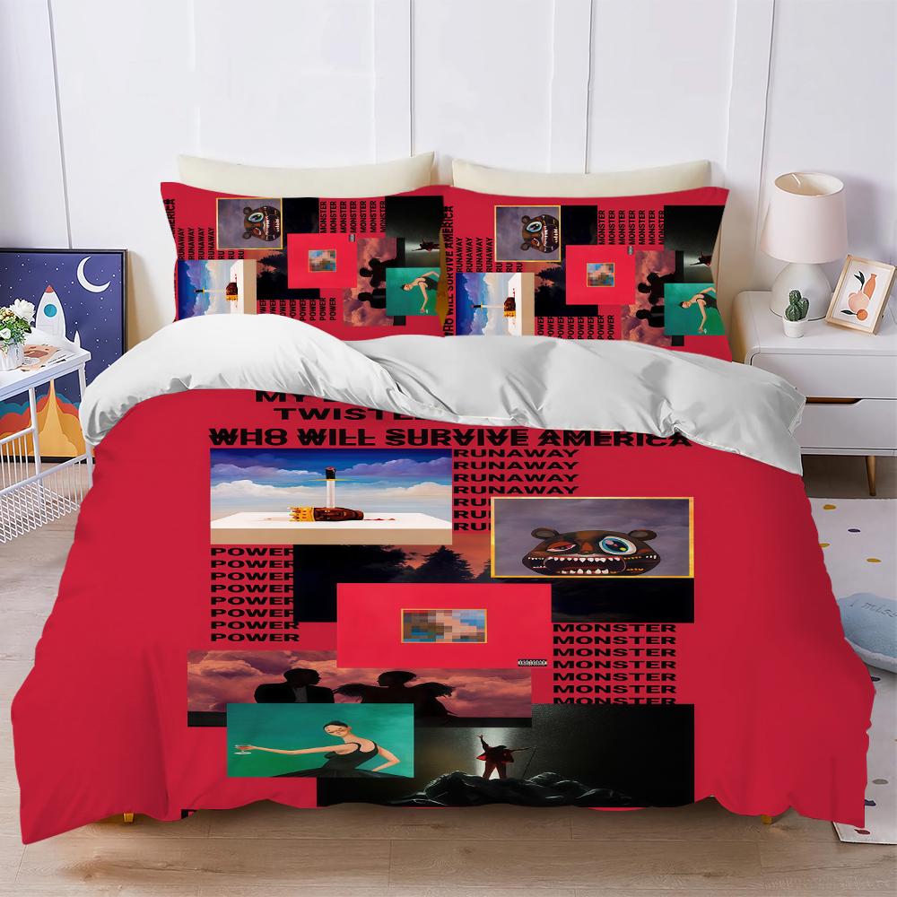 Singer K-Kanye West Twisted Fantasy Duvet Cover Set Soft Wash Bed 3 Piece Summer Comfortable Student Dormitory Home Baby Bedding