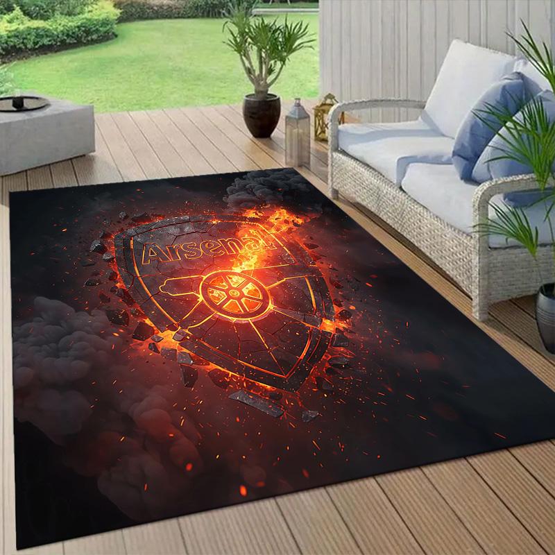 Arsenal Football Club Flanellmuster Quadratischer Teppich, Läufer, Teppich für Wohnzimmer Schlafzimmer Sofa Spielzimmer Dekor, Rutschfeste Fußmatte