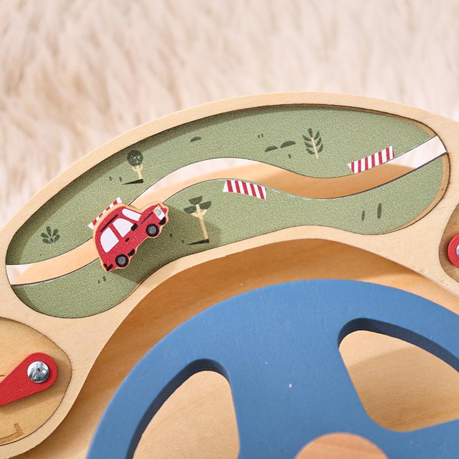 Montessori Busy Board Sensory Toys Wooden Steering Wheel Switch Control Board for Children Travel Activities Games Gifts Toy