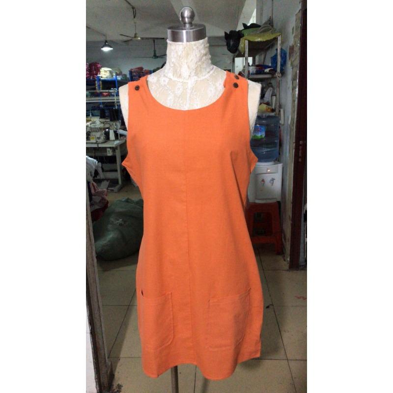 Vestido Casual de Verano con Bolsillo y Tirantes con Botones en los Hombros