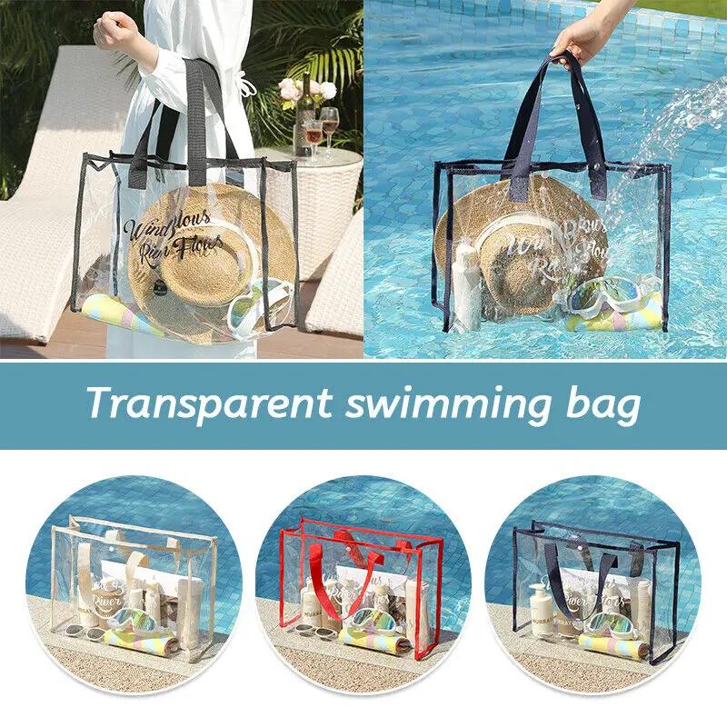 New Summer Women Fashion Clear Pvc Storage Bag Versatile Tote Bag Shoulder Bag For Swim Storage Shopping Waterproof Beach Bag