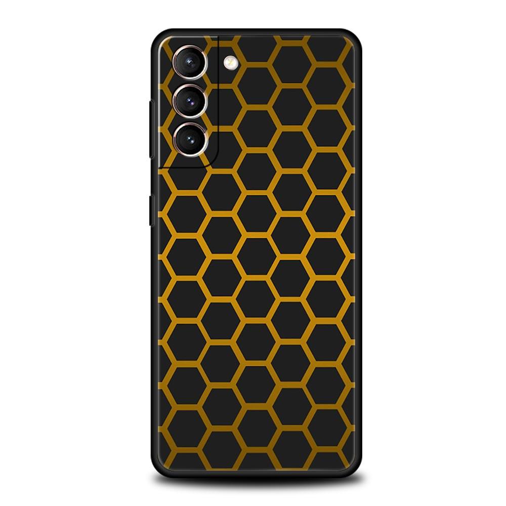 Honeycomb Pattern Soft Phone Case For Samsung Galaxy S25 Edge S24 Plus S23 FE S22 S21 S20 Ultra 5G S10 Black Protect Cover