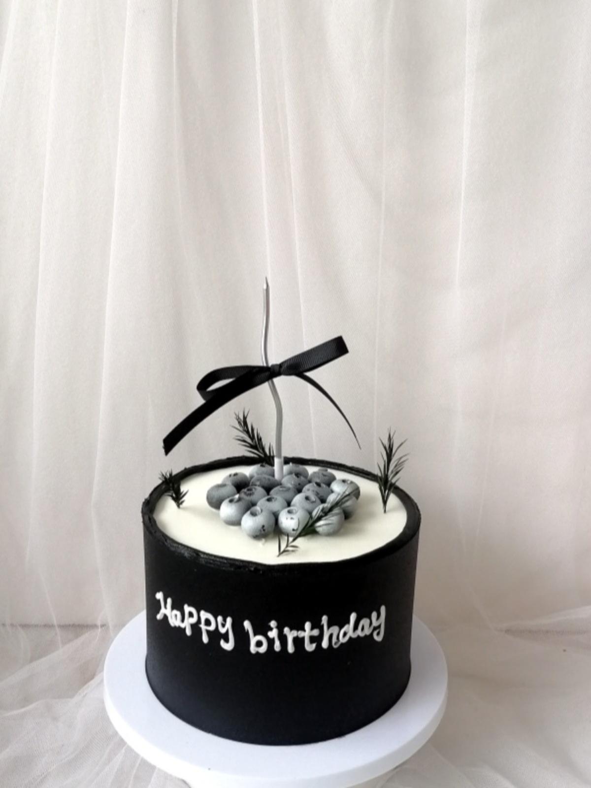 New Black Ribbon Fruit Cake - Internet Celebrity Style Photo Prop & Cake Decor 6 inch - Light Gray