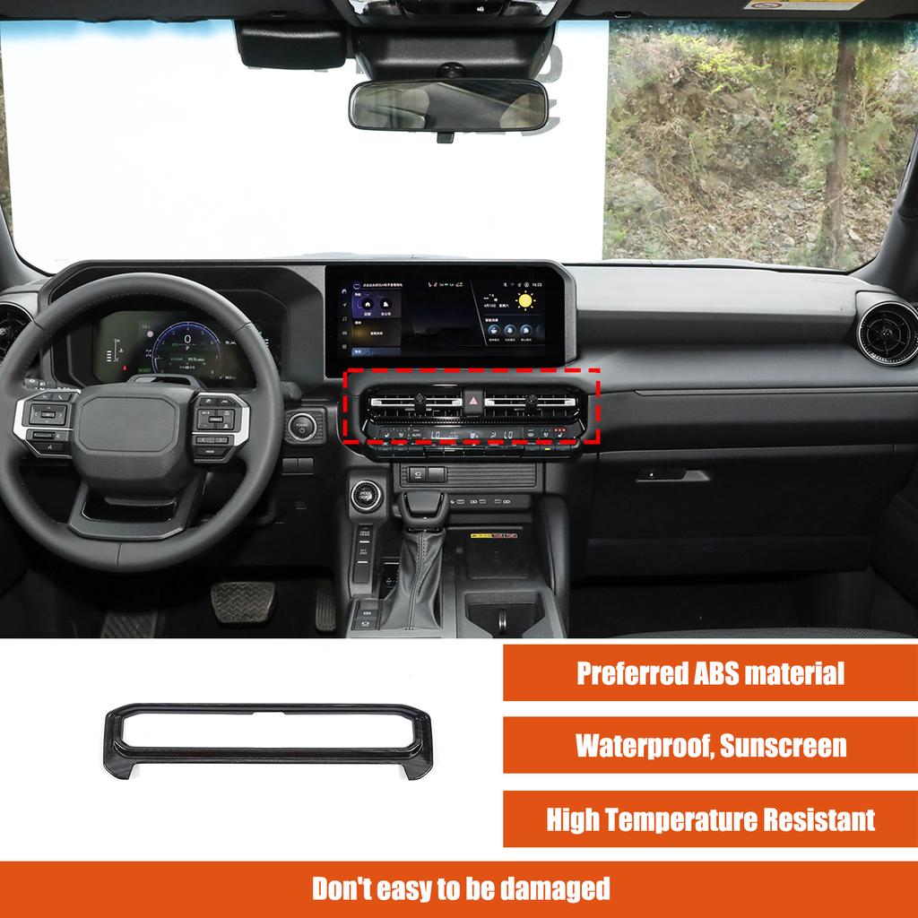 Black Grain Center Air Outlet Frame Trim Cover For Toyota Land Cruiser LC250 24+