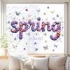 Spring Window Cling Double-Sided Butterfly Letter Sticker Waterproof PVC Static Glass Colorful Flower Holiday Party Window