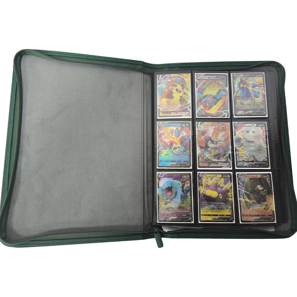PU Leather Zipper 9-Grid Anime Card Storage Album with 360 Slots for Tabletop Game Cards