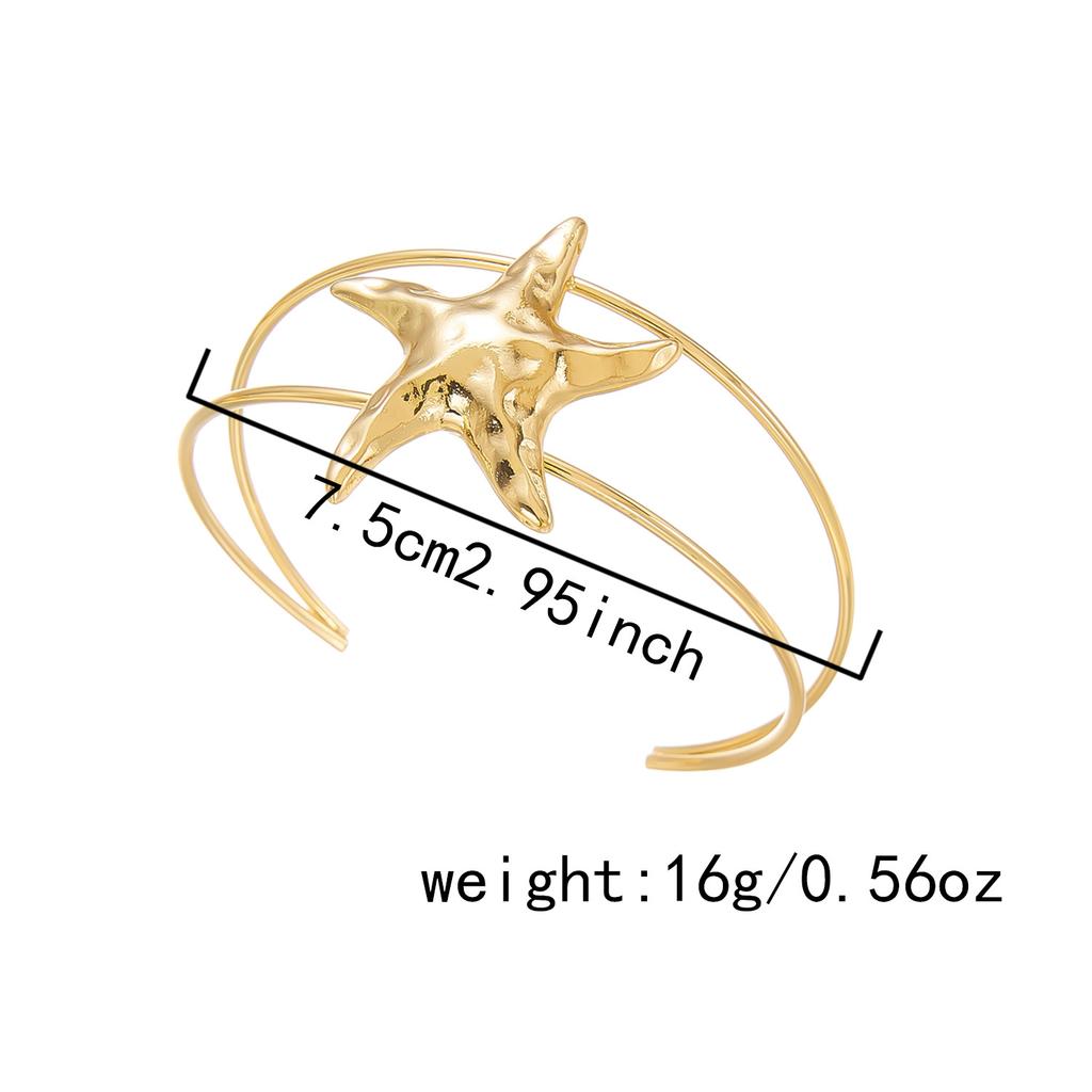 Women's New Vacation-Style Exaggerated Starfish Metal Open Arm Cuff Bracelet Bohemian Beach Versatile Hand Accessory