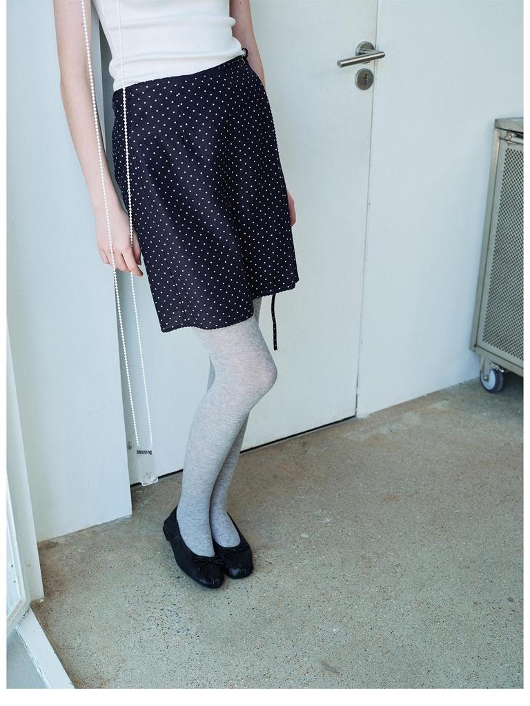 Spring Casual High-Waisted Tencel Polka Dot Wrap Skirt