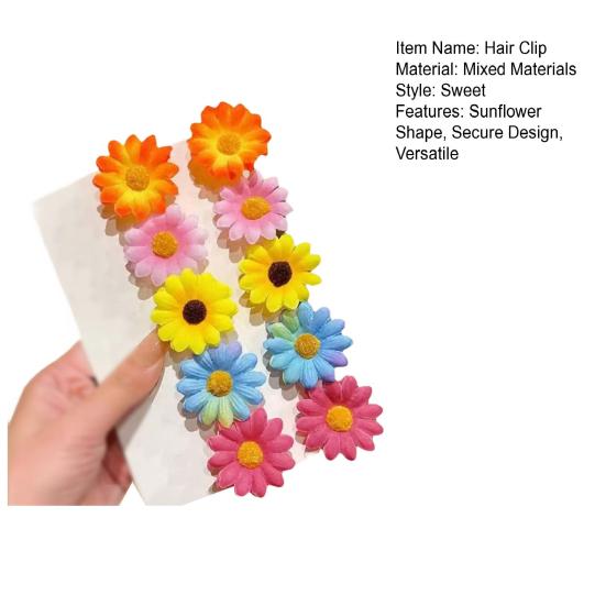 10Pcs Sunflower Hair Clips Mini Flower Hairpins Bang Pigtail Hair Pins Women Beach Wedding Bridesmaid Hair Accessories