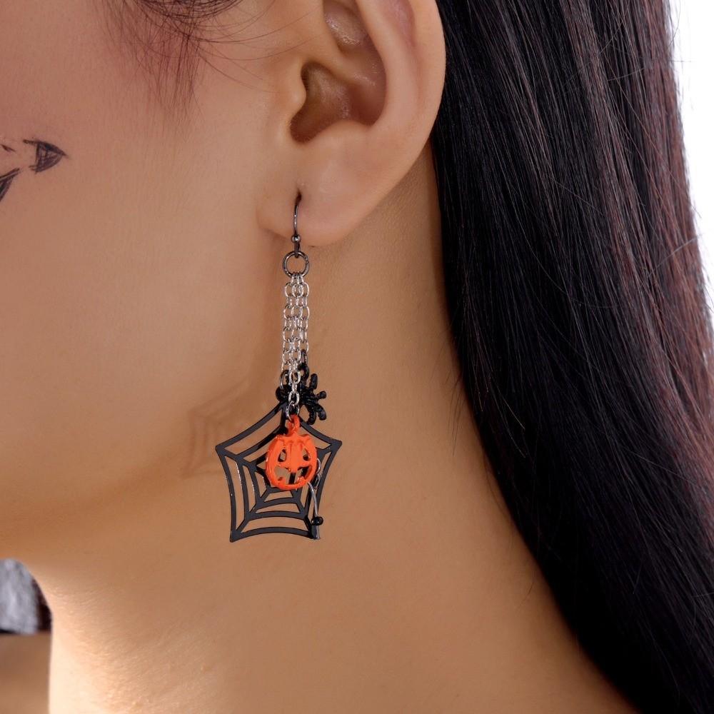 Acrylic Ghost Ear Studs Bat Pumpkin Dangle Earrings Exaggerated Halloween Earrings  Unisex