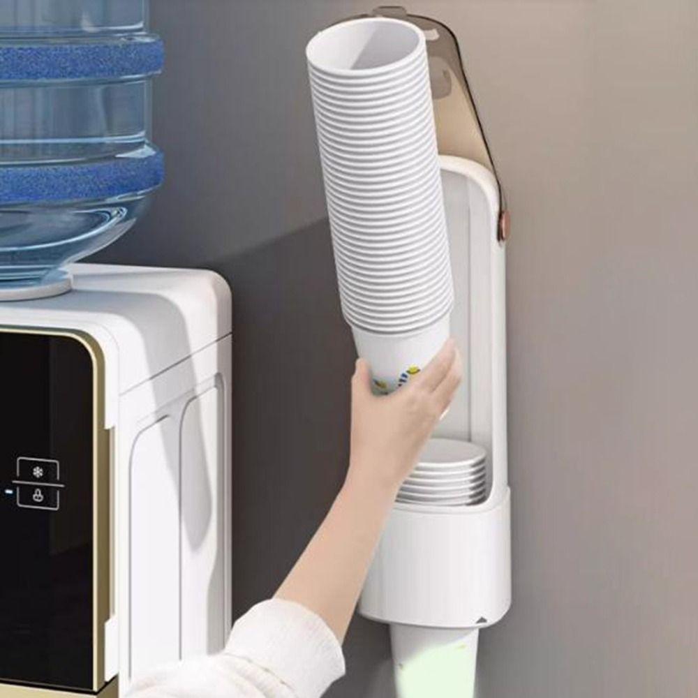 Plastic Visible Cup Extractor Wall Mounted Water Dispenser Disposable Paper Cup Holder Kitchen