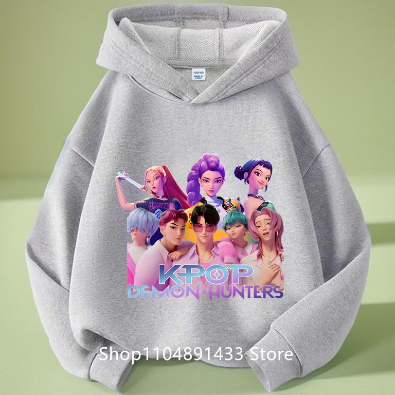 Kpop Dämonenjäger Kinder Logo Merch Hoodies Mädchen Jungen Sportliches Sweatshirt Langarm Lässiger Pullover ohne Kordelzug Hoodie