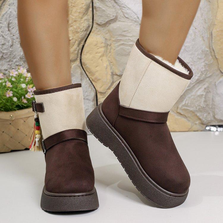 Large Size Thick Snow Boots for Women, Warm In Autumn and Winter, Retro One-pedal Cotton Boots for Women