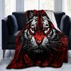 1pc Red and Black Tiger Blanket  Cute Cartoon Throw for Home Decor, Gift Idea, Living Room, Travel, Camping, Car Blankets
