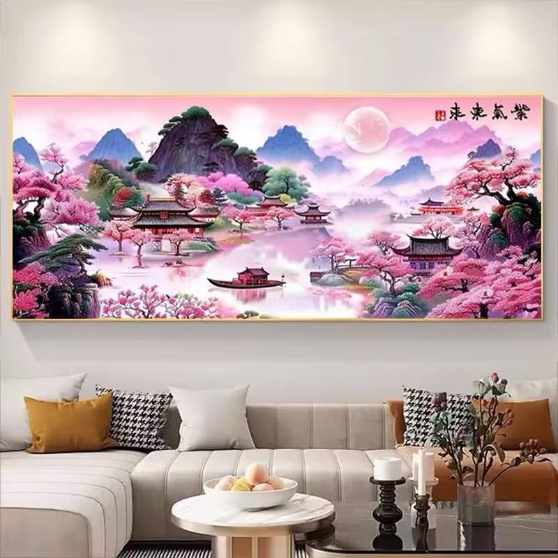 Purple Gas East To 5D Diamond Painting Full of Diamond Mosaic Art New Point Diamond Cross-stitch Living Room Landscape Crystal Diamond