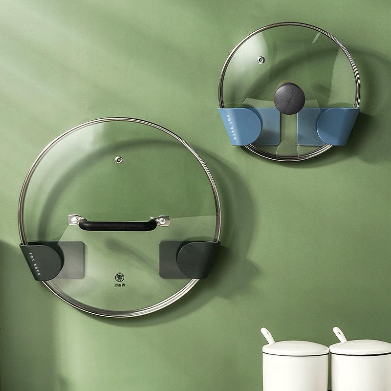 Punch-Free Wall-Mounted Kitchen Storage Rack for Pot Lids and Cutting Boards