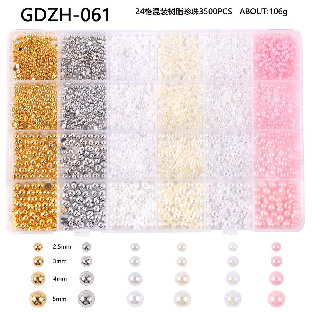 24 Grid Nail Art Acrylic Flat Bottom Resin Nail Art Drill Fluorescent Ab Resin Drill Diy Jewelry Accessories