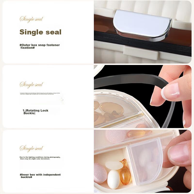 Baicaoyuan Portable Pill Organizer, Weekly Pill Box, Seven-Day Travel Pill Dispenser, Personal Organizer, Sealed Moisture-Proof Large Capacity