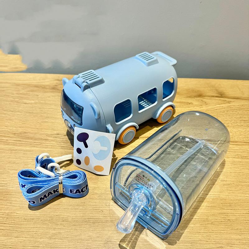 Bus, Car, Children's Plastic Cup, Straw Cup, Portable Food Grade High Temperature Resistant Water Cup