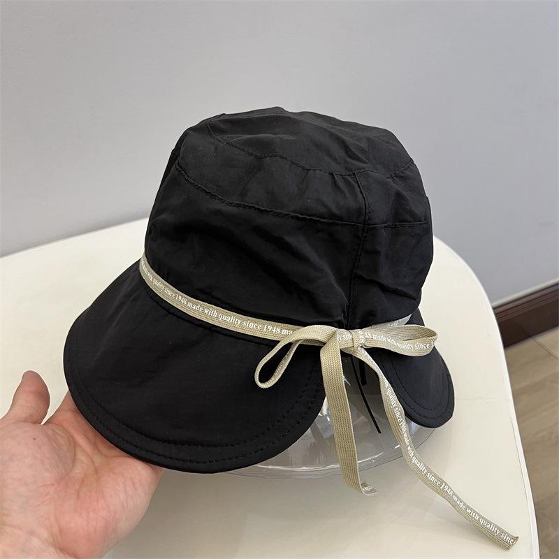 Korean Style Nylon Quick Dry Split Bucket Hat Women Spring Summer Literary Fresh UV Protection Travel Sun Cap