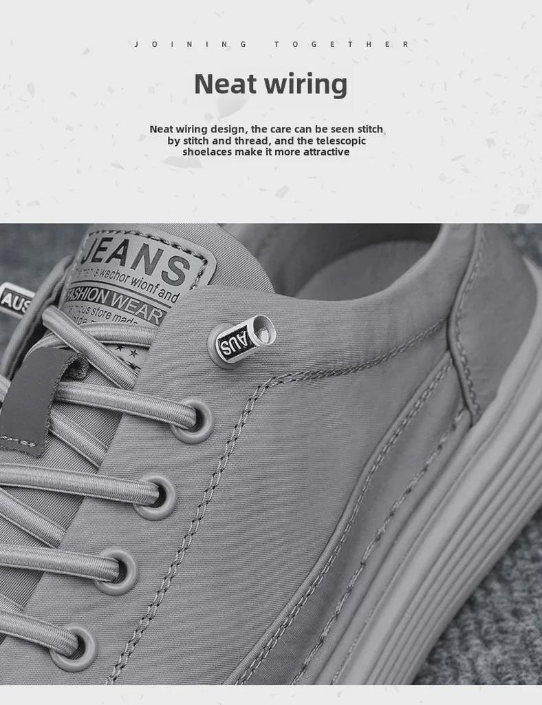 Men's Canvas Summer Breathable Casual Flat Shoes, Soft Sole Slip-On Black Work Shoes