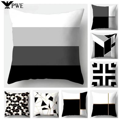 Schwarz Weiß Moderner Stil Kissenbezug 45x45cm Polyester Dekokissenbezug Wohnzimmer Schlafzimmer Sofa Bett Kissenbezug