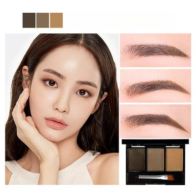 Três cores sobrancelha pó à prova d'água natural tridimensional contorno sobrancelha pó bandeja duradoura configuração estudante cosméticos mulheres maquiagem