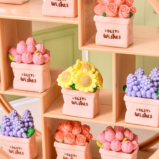 Miniature Potted Flower Mini Resin Artificial Bonsai Dollhouse Accessory Tiny Fairy Garden Ornaments for DIY Crafts