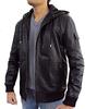 Hoodie Stylish Festive Black Handmade Men Halloween Lambskin Leather Motorcycle Jacket