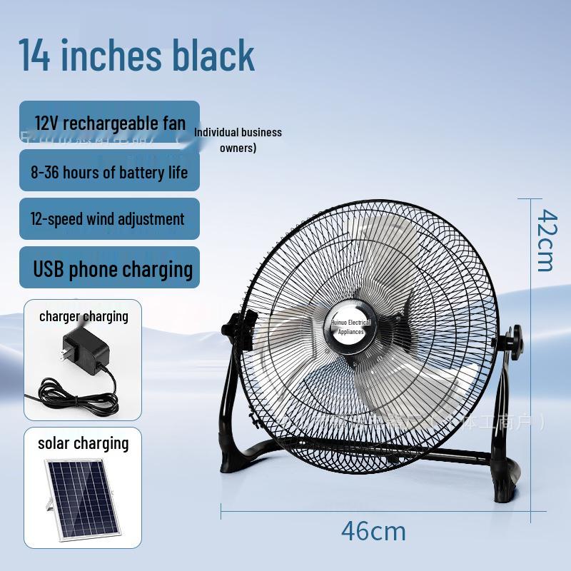 Draagbare Vloerventilator op Zonne-energie voor Kamperen, Vissen, Studentenkamer en Buitengebruik