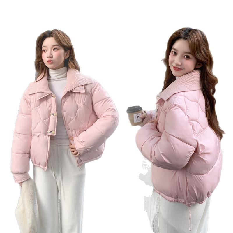 Winter new knitted double-neck short down cotton clothes women's age-reducing and thin warm jacket
