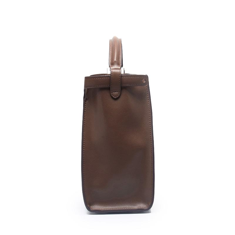 New Leather Workplace Atmosphere European and American Style Bucket Bag Women's Fashion Cowhide Women's Bag Large Capacity Retro Shoulder Bag