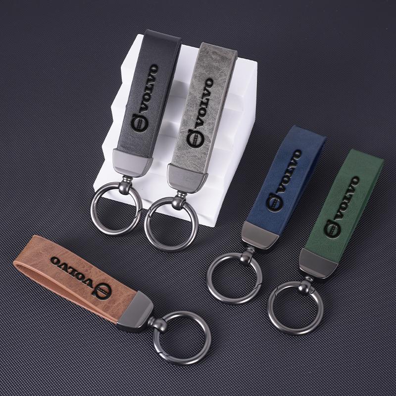 Leather Car Keychain Keyring Key Ring Chain Pendant For Volvo Rdesign V90 XC40 V60 S60 V70 XC60 T6 S90 Polestar XC90 V40 V50 AWD