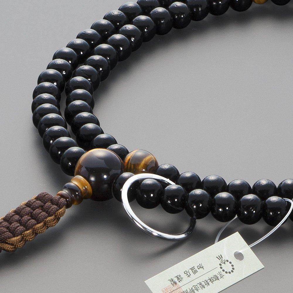 Buddhist Altar Shop Takita Shoten Buddhist Prayer Beads, Soto Zen Zen Buddhist Formal Prayer Beads [For Men] Polished Ebony with Tiger's Eye Finish,