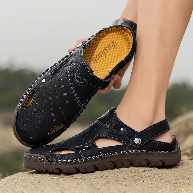 Fashion 2024 Handmade Leather Men Shoes Summer New Large Size Men's Sandals Men Sandals Fashion Sandals Slippers Big Size 38-48