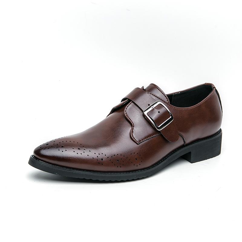 Luxury Men Dress Shoes High-quality Leather Man Shoes Wedding Office Brogue Derby Shoes Big Size Business Social Loafers No Lace