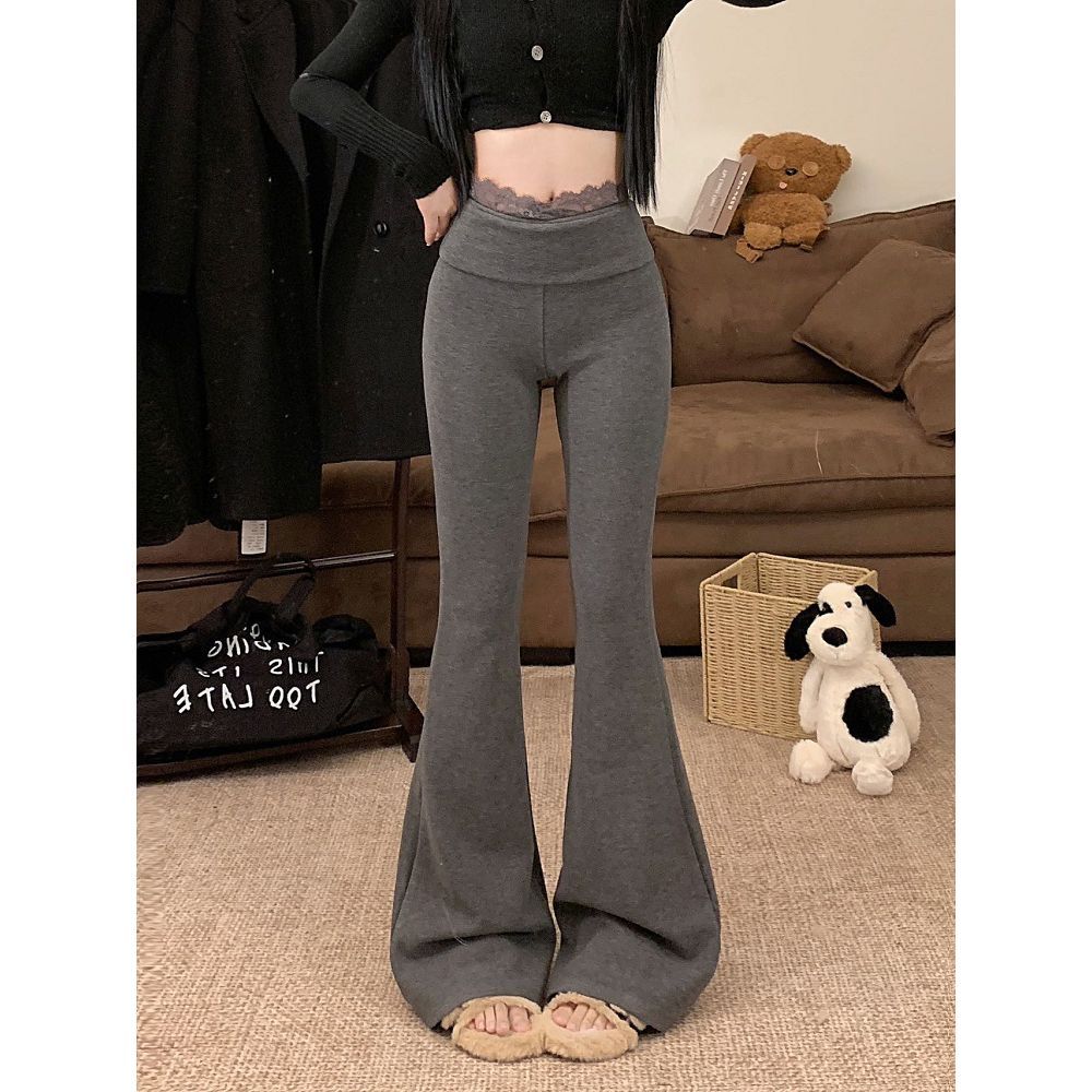 

Женские кружевные повседневные брюки для йоги с высокой талией, широкие брюки для фитнеса и тренировок, домашние брюки для женщин S серый