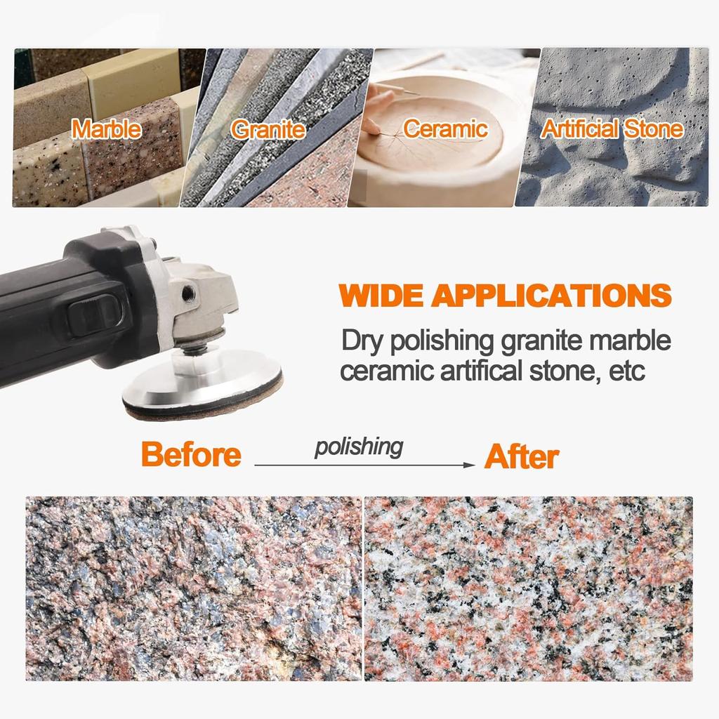 Dry Diamond Polishing Pad Set,7pcs 4 Inch #50 for Stone Marble Quartz Granite Sanding Disc Countertop Polish Polisher Pads Kit Tools Used On Grinder