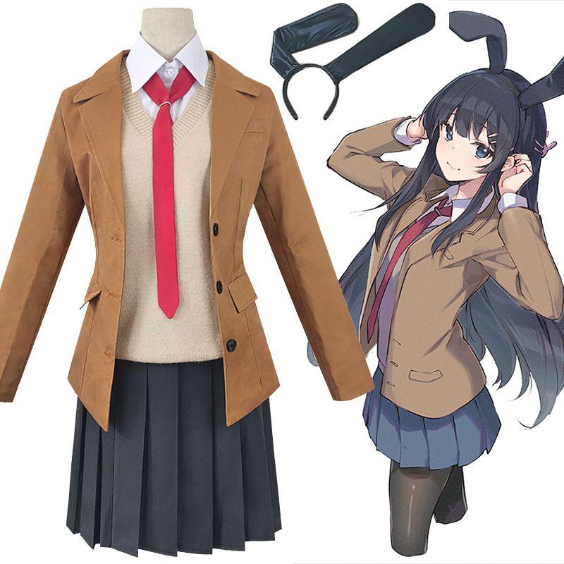 Premium Seishun Buta Yarou Wa Bunny Girl Sakurajima Mai Cosplay Costume Full Set Outfit For Captivating Parties And Events
