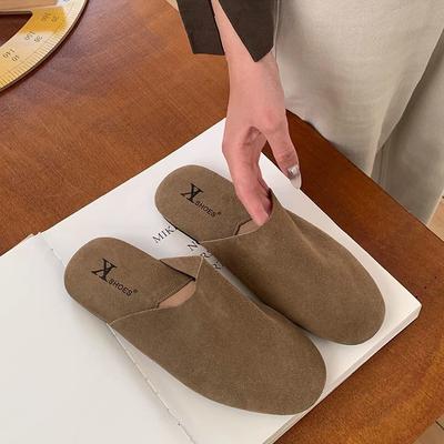 Chaussures Boken de mode à semelle souple pour femmes au printemps 2025, nouveaux modèles laids et mignons, portant une tête à sac à pédale et des demi-pantoufles tendance