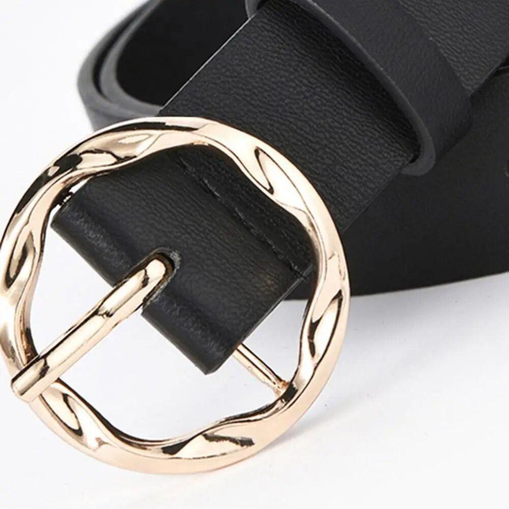 Leopard Pattern Pu Belt Rose Gold Metal Buckle Waistband Casual Leather Belt  Women