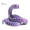 Lifelike Snake Sculpture 3D Printed Figurine Movable Joints Figure Articulated Animal Decor Model Toy Home Office Bookshelf Desktop Decoration