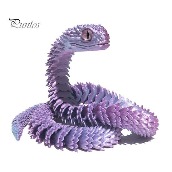 Lifelike Snake Sculpture 3D Printed Figurine Movable Joints Figure Articulated Animal Decor Model Toy Home Office Bookshelf Desktop Decoration