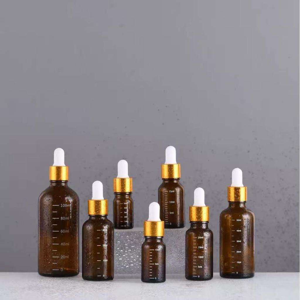 Amber Glass Essential Oil Bottle with Graduated Dropper, Refillable, Light-Blocking for High-Grade Blends