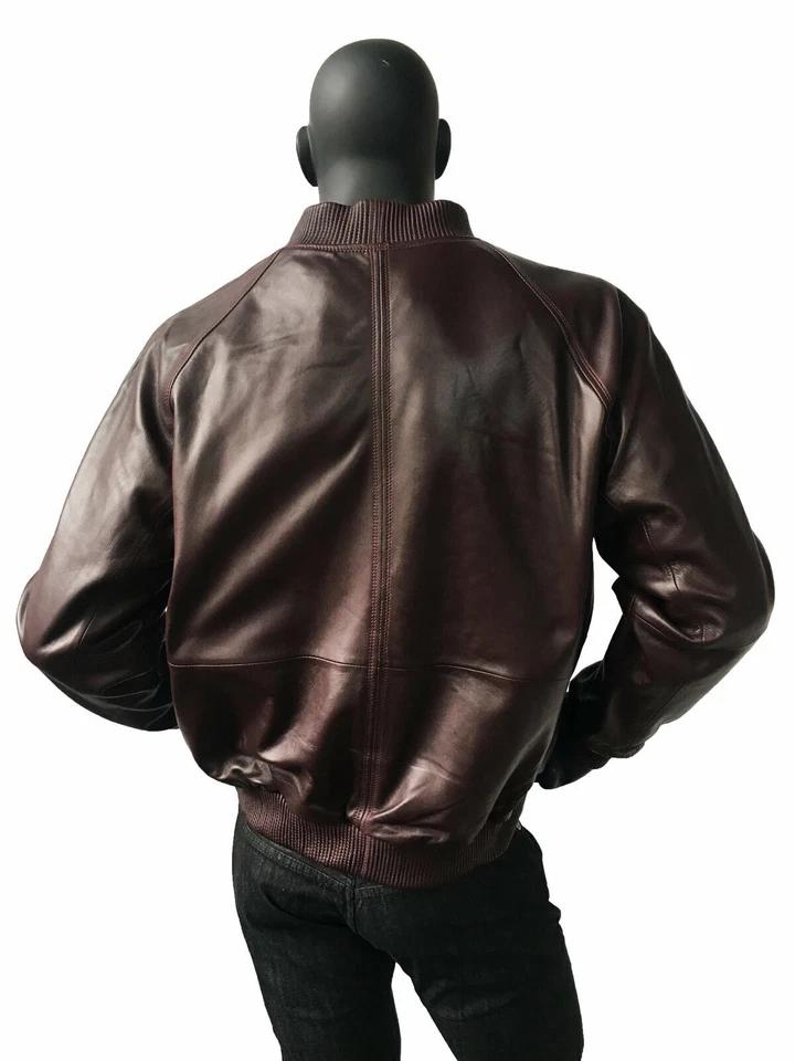 Bomber Jacket Stylish Lambskin Motorcycle Burgundy Designer Biker Men Leather Handmade